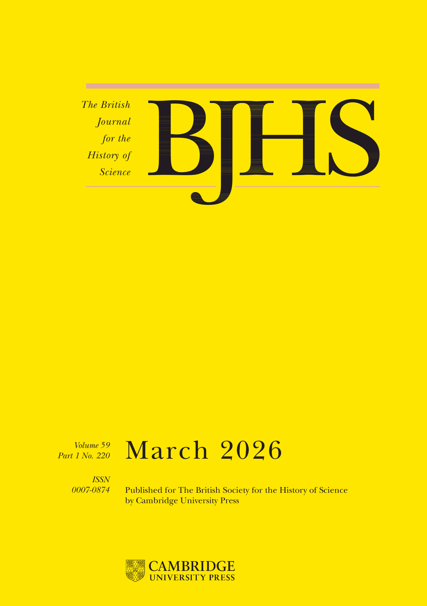 New issue of the BJHS (March 2026) out now!